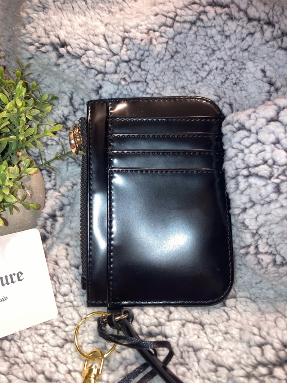 Juicy Couture Black Patent Wristlet with Gold Logo Accent - Picture 4 of 5